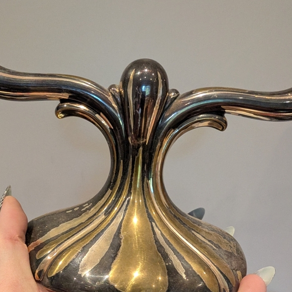 Antique Art Deco Goldtone And Silver Candelabra - Picture 7 of 7